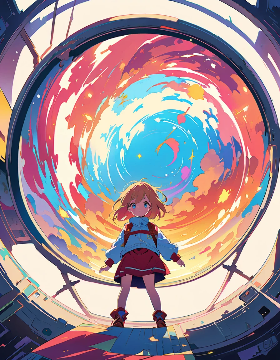 (highest quality、masterpiece、High resolution、detailed)、Anime Style、Flat Style、extremely detailed、High saturation、(Beautiful Eyes、detailed美しい顔), BREAK,anime style, super fine illustration, highly detailed, dynamic angle, beautiful detailed, 8k, In a spaceship, a 10-year-old girl gazes at the Earth through a window, her eyes sparkling as she sees it for the first time.