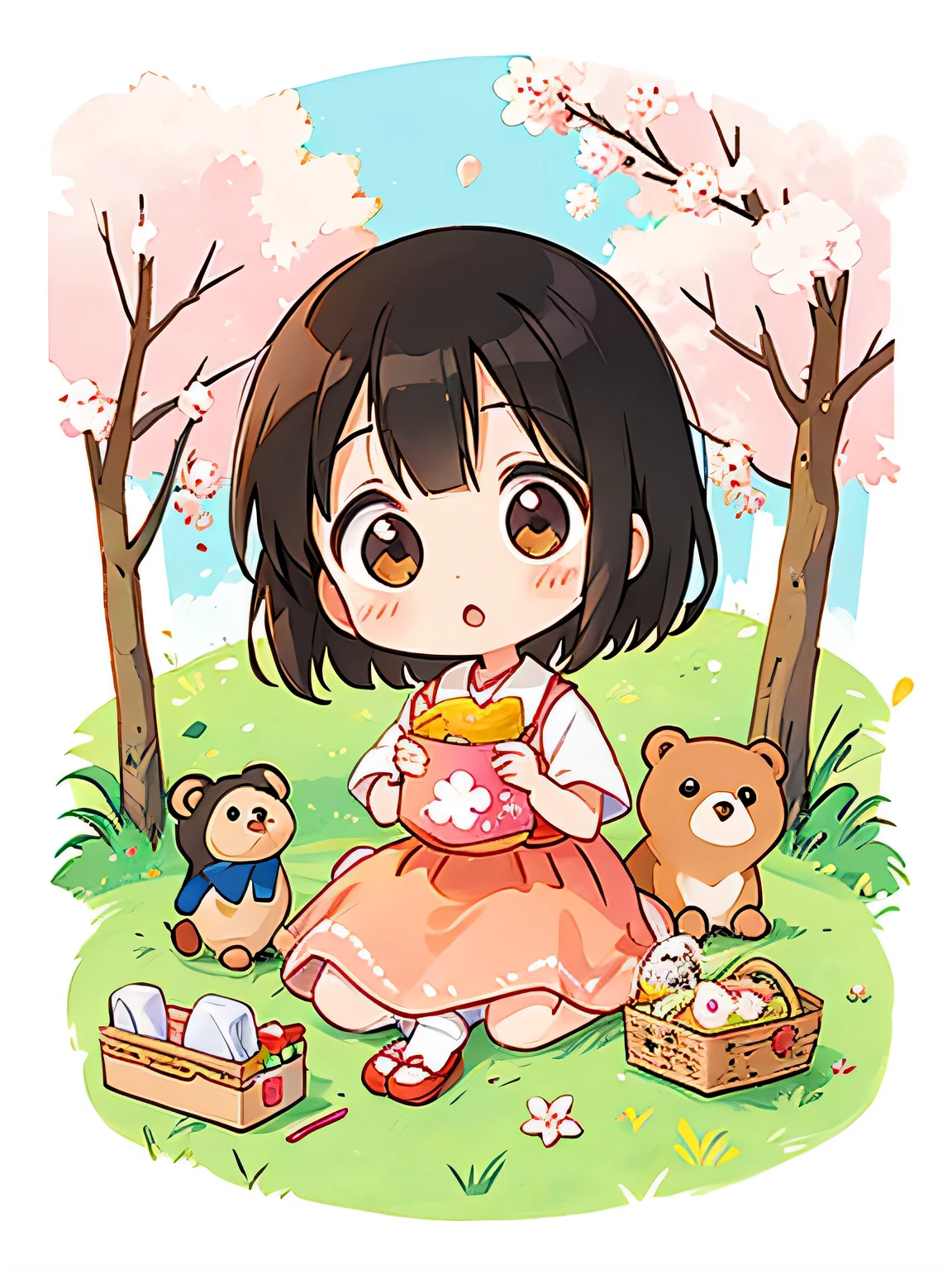 Momoko Sakura Style, Kawaii Design, Chibi Maruko-chan、Chibi, cute bears、picnic