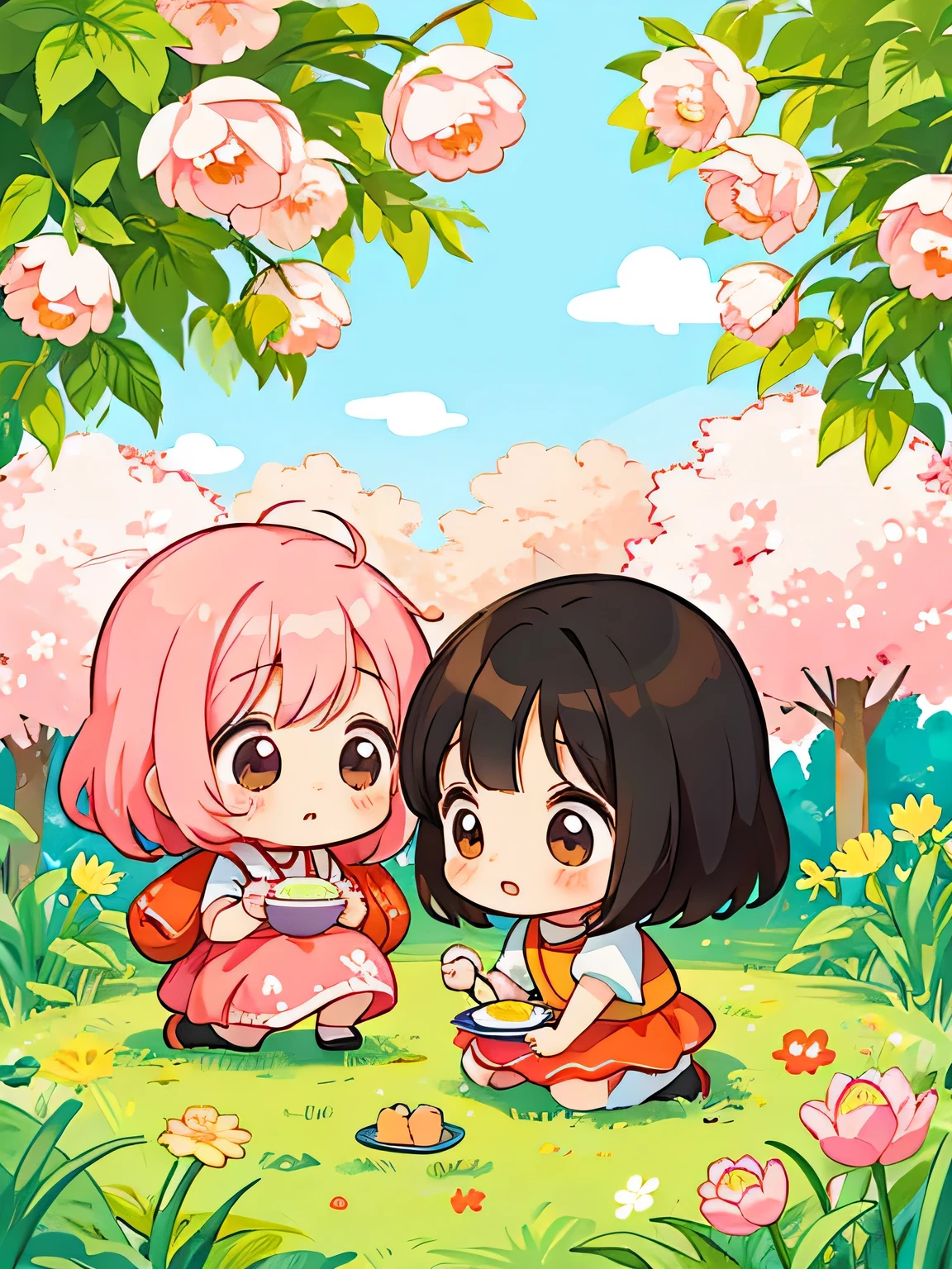 Momoko Sakura Style, Kawaii Design, Chibi Maruko-chan、Chibi, cute bears、picnic