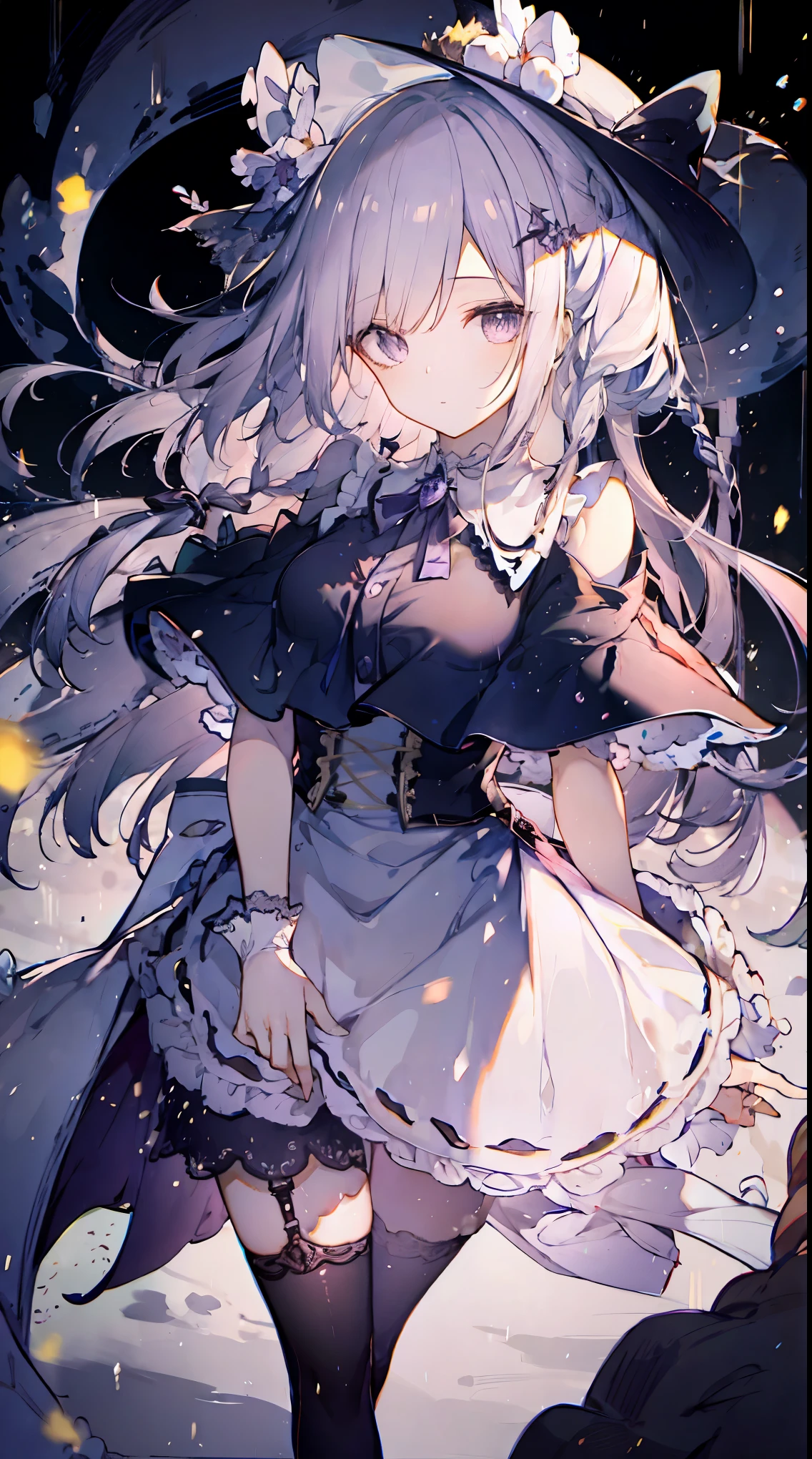 light purple hair White eyes Walking in the rain close to the face