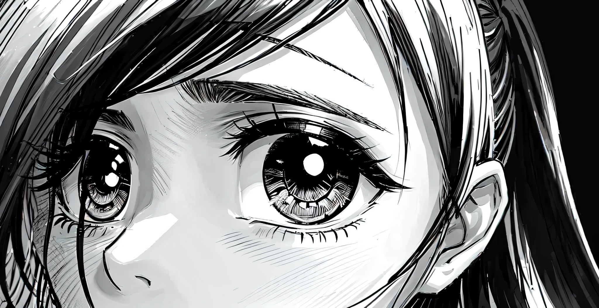olhos, chosen artistic medium is manga, with techniques that emphasize the characters' features and shadows to create a striking visual contrast. Complementary contributors to this scene include Masashi Kishimoto, Eiichiro Oda, Naoki Urasawa, and artistic movements such as shonen and seinen manga. —c 10 —ar 2:3
