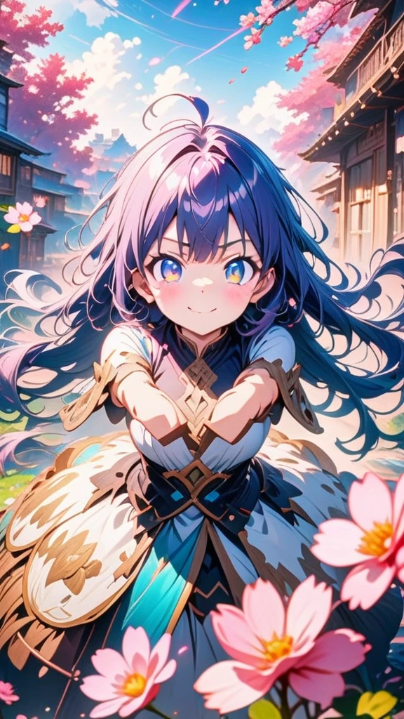 A kawaii anime girl with a beautiful smile, expressive eyes, and long flowing hair, Tsukasa Tsukuyomi,
(masterpiece: 1.2), (best quality: 1.2), newest, ai-generated, anime screencap, Anime wallpaper, HD Wallpaper, solo kawaii anime girl wallpaper, vibrant colors, soft lighting, detailed facial features, intricate dress design, dynamic pose, dreamy background scenery, sakura blossoms, sparkling stars, surreal atmosphere.