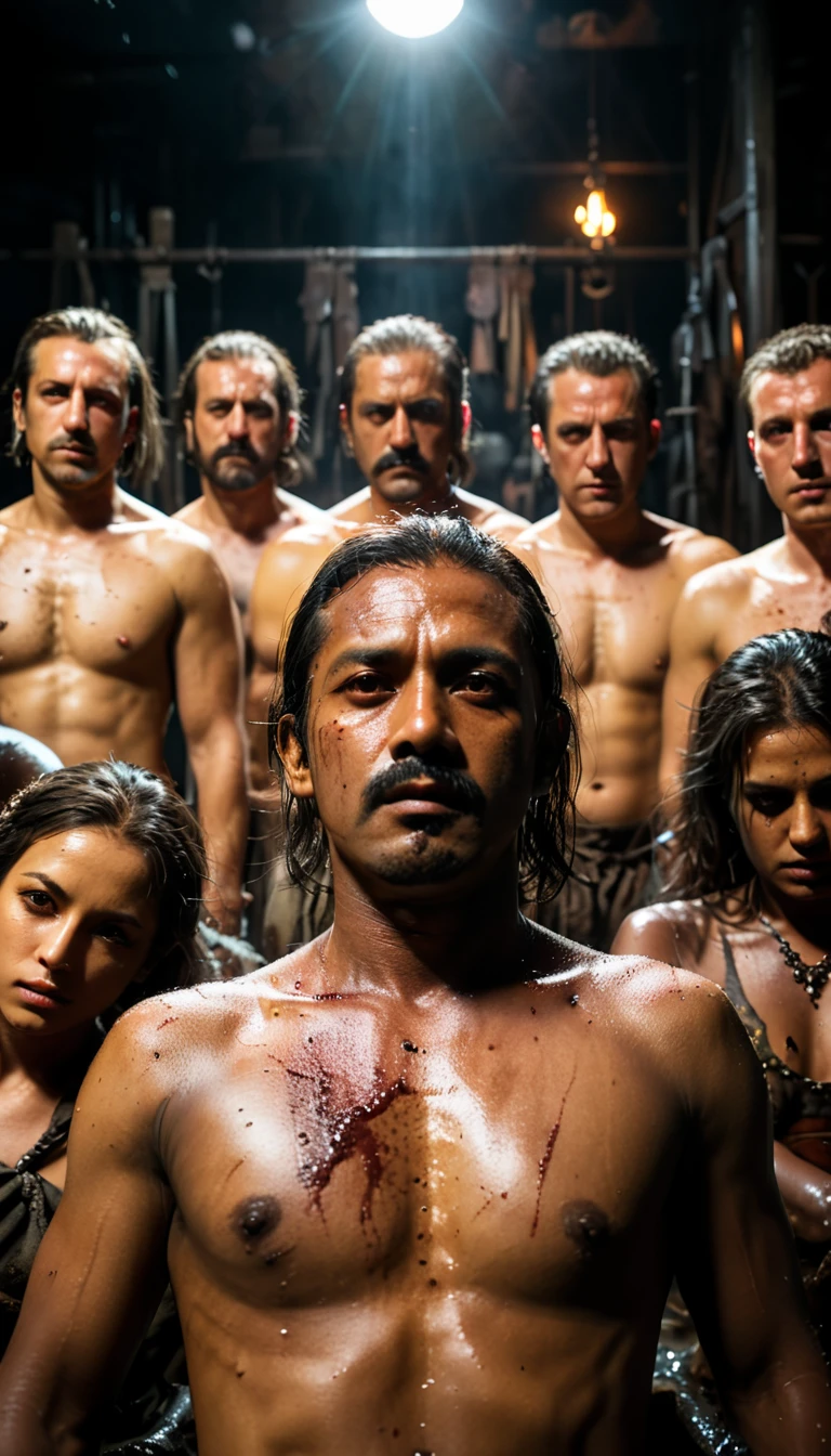 Many of the crew members were dead and seriously ill with black boils festering on their bodies, background cinematic, hyper realistic, ultra detailed hyper realistic, photorealistic, Studio Lighting, reflections, dynamic pose, Cinematic, historical accuracy, Color Grading, Photography, Shot on 50mm lens, Ultra-Wide Angle, Depth of Field, hyper-detailed, beautifully color, 8k