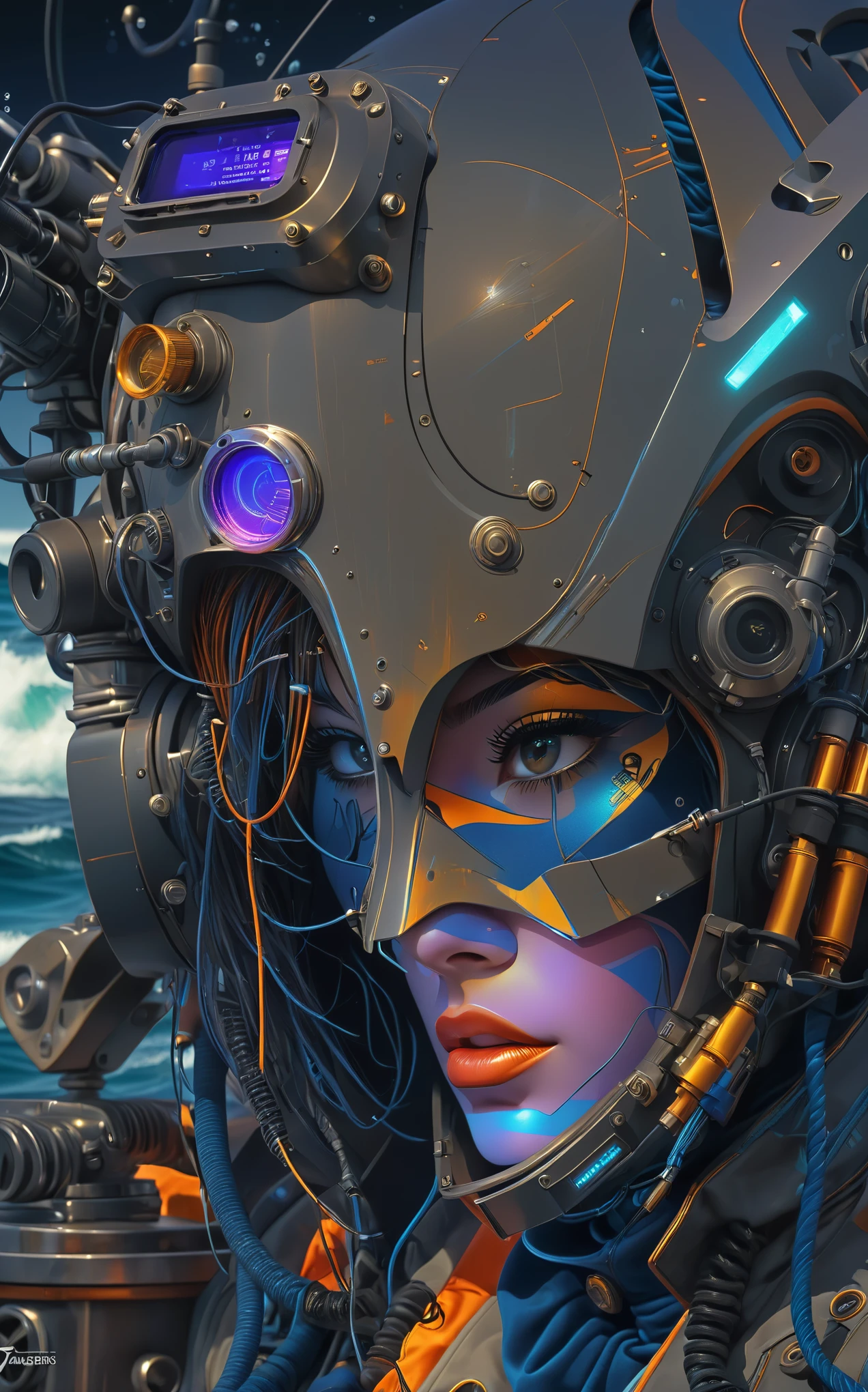 Nazare Nautica vol.2 - Members, by Luis Duarte, Luis Duarte style, Nanopunk, blue shading, Nazare style, Element Water, Mythpunk, Graphic Interface, Space Art, Sci-Fic Art, Dark Influence, NijiExpress 3D v3, Kinetic Art, Datanoshing, Oilpainting, Ink v3, Splash style, Abstract Art, Abstract Tech, Cyber Tech Elements, Futuristic, Epic style, Illustrated v3, Deco Influence, AirBrush style, drawing