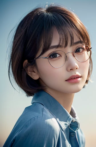 (best quality,8k,high resolution,masterpiece:1.2),
(ultra-detailed,realistic:1.37),(portraits),
(A lady of pure essence, adorned with innocence and a pristine aura, yet fortified with an unwavering inner strength, exudes a gentle grace.),
(A Japanese woman, 30 years old and 155cm tall.),
(She wears a neat, short hairstyle that gives off a clean impression, complemented by a pair of well-framed black glasses.),
(In impeccable attire, a woman adorned in a sky-blue shirt gazes upon me with gentle eyes, her presence a soothing balm to the soul.),