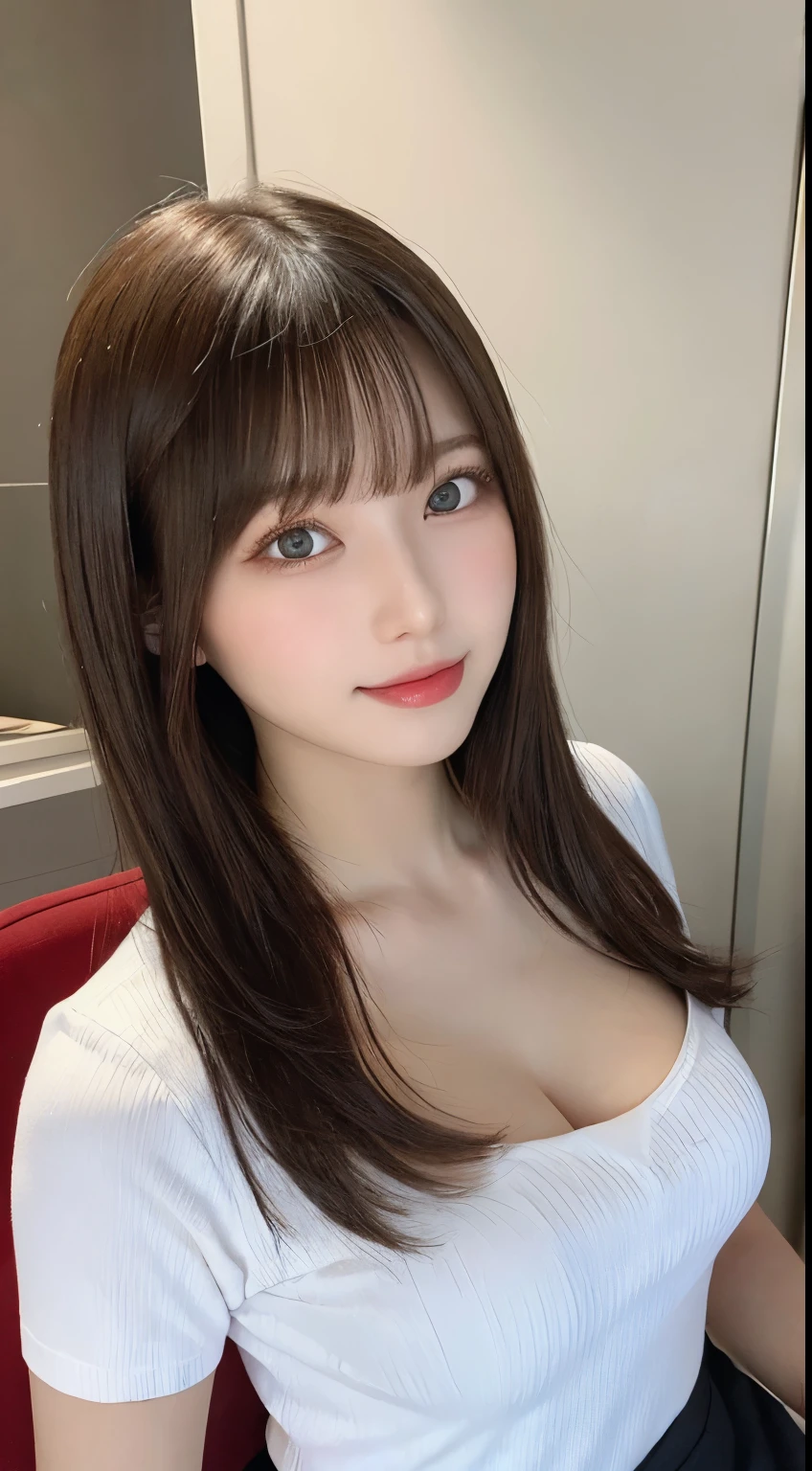 Tabletop, highest quality, One Girl, (beautiful girl:1.3), (18-year-old:1.3), Very good eye clarity, (Symmetrical eyes:1.3), (Police Costume:1.2), Beautiful breasts,Big Breasts,Big Breasts,Visible cracks, Brown eyes, parted bangs, brown hair,Police uniform revealing cleavage,erotic,The finer details