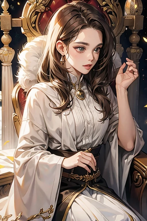 mature female, light brown hair, lips, throne, heartbeat, heart mark