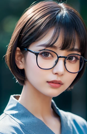 (best quality,8k,high resolution,masterpiece:1.2),
(ultra-detailed,realistic:1.37),(portraits),
(short hairstyles),(black cell frame glasses:1.2),
(A lady of pure essence, adorned with innocence and a pristine aura, yet fortified with an unwavering inner strength, exudes a gentle grace.),
(A Japanese woman, 30 years old and 155cm tall.),
(She wears a neat, short hairstyle that gives off a clean impression, complemented by a pair of black cell frame glasses.),
(In impeccable attire, a woman adorned in a sky-blue shirt gazes upon me with gentle eyes, her presence a soothing balm to the soul.),