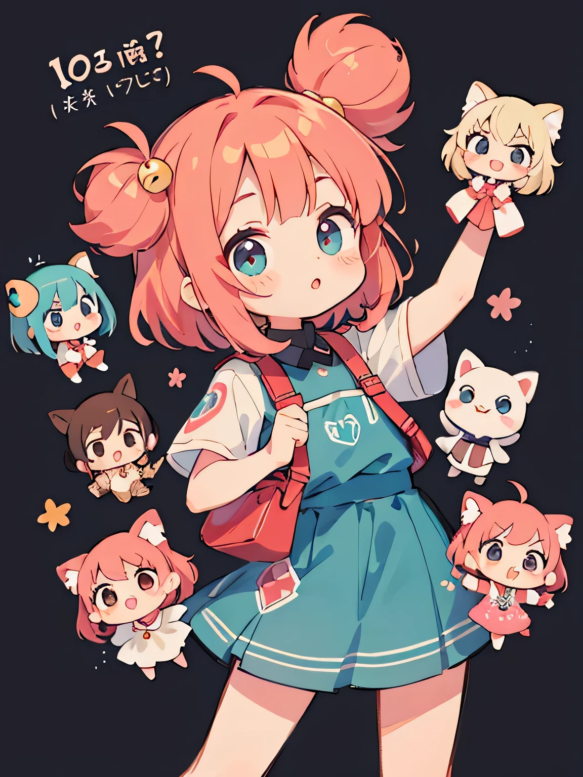 Momoko Sakura style, Kawaii Design, (((10 people)))、most beautiful girl ever、Chibi, Colorful bob hair、((Lots of friends))、Let's explore Mars together
