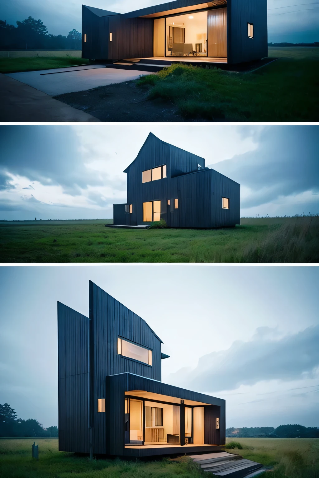 A fantastical depiction of a futuristic house without a front door