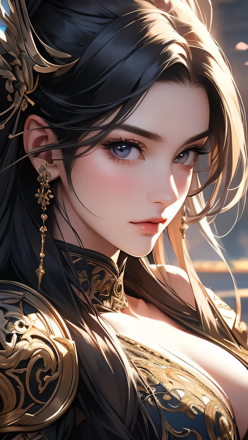 (((最high quality))),(An unparalleled masterpiece),超A high resolution,(Photorealistic),Surreal photos of stunning beautiful cyborg women, Rainbow Hair, ???????????, (Beautiful and intricate armor), accept, Delicate White Platinum Filigree, Exquisite craftsmanship, burn, belly button, Very detailed, Intricate details, Facial Symmetry, Tabletop, Awards, Sharp focus, Concept Art, Octane Rendering,(bust), masterpiece, 最high quality, high quality, High resolution、Women's armor with less exposed skin、Abandoned temple background, masterpiece, 最high quality, high quality, High resolution､Inside the temple､(((Face close-up)))､