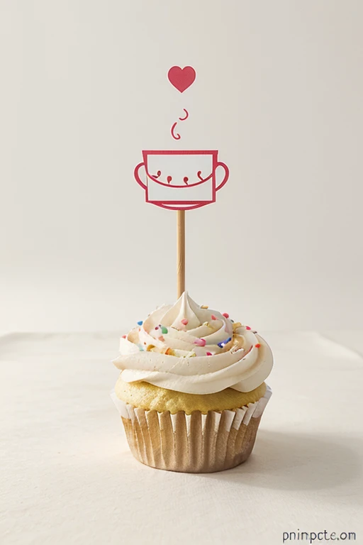 Create a story around a delightful cupcake clipart, its simplicity accentuated by a white canvas.