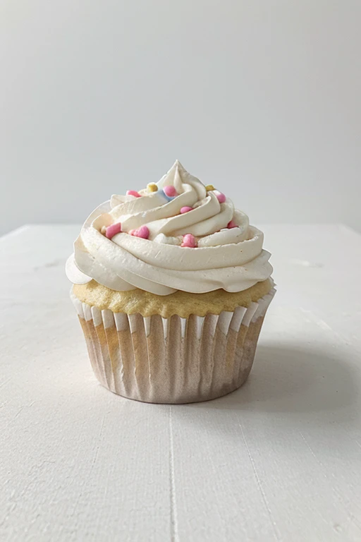 Create a story around a delightful cupcake clipart, its simplicity accentuated by a white canvas.