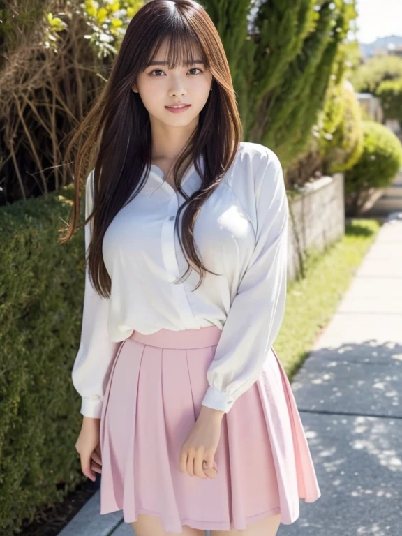 masterpiece、1 beautiful girl、Detailed eyes、Puffy eyes、highest quality, 超A high resolution, (Reality: 1.4), Cinema Lighting、Japanese、Asian Beauty、Super Beauty、Beautiful Skin、Slender、Body facing forward、(Surreal)、(High resolution)、(8k)、(Very detailed)、(Beautiful and detailed eyes)、(Ultra-detailed)、 (wall-)、Detailed face、Bright lighting、Professional Lighting、View your viewers、Look straight ahead、(Pastel colored dresy clothes are all messed up by the wind、The hem of my skirt is being blown up by the wind、Huge Breasts、Voluptuous thighs、Long Hair, My hair is messy, Asymmetrical bangs, 、Night Scenery、brown hair、Japanese Idol、Gravure idol pose、、21 years old、expensive, smile,