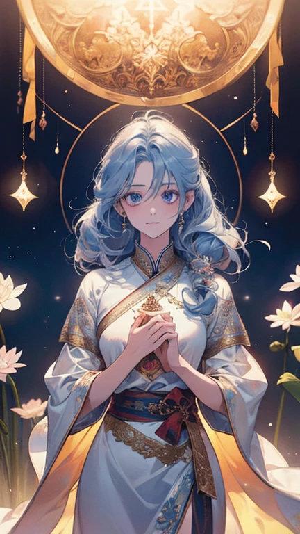 (1Adolescente:1.3),( 13 anos:1.3),Corpo fino,Pele branca,cabelo preto,Cabelo longo,vestir,cabelo branco,orelhas de gato,A mulher no templo,Jovem e sereno,Her hair cascaded down to her waist,eyes as blue as the sky,She was vestired in a white robe,Havia um sorriso reverente em seu rosto,The interior of the temple is simply decorated.,The walls were covered with prayer flags,A luz das velas refletia um brilho quente,The Buddha statue is tall and solemn,Facial compassion,Lotus in hand,Irradie luz divina,The entire picture is imbued with serenity and solemnity,It&#39;s like time is here