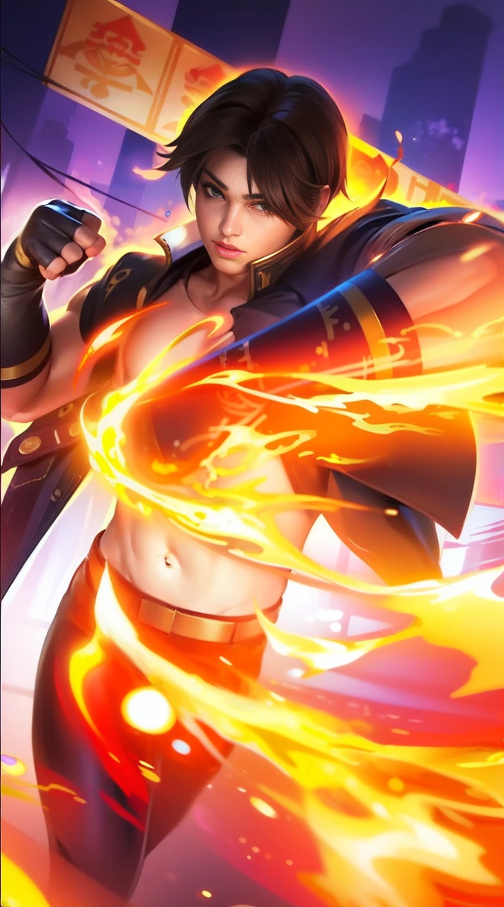 masculine male, masterpiece, ((perfect eyes)) best quality, (semirealism:1.9), beautiful lighting, (extremely detailed CG unity 4k fhd wallpaper), High Detail, Sharp focus, dramatic outdoors, 1 boy ,19 years old, black short hair, yellow eyes.