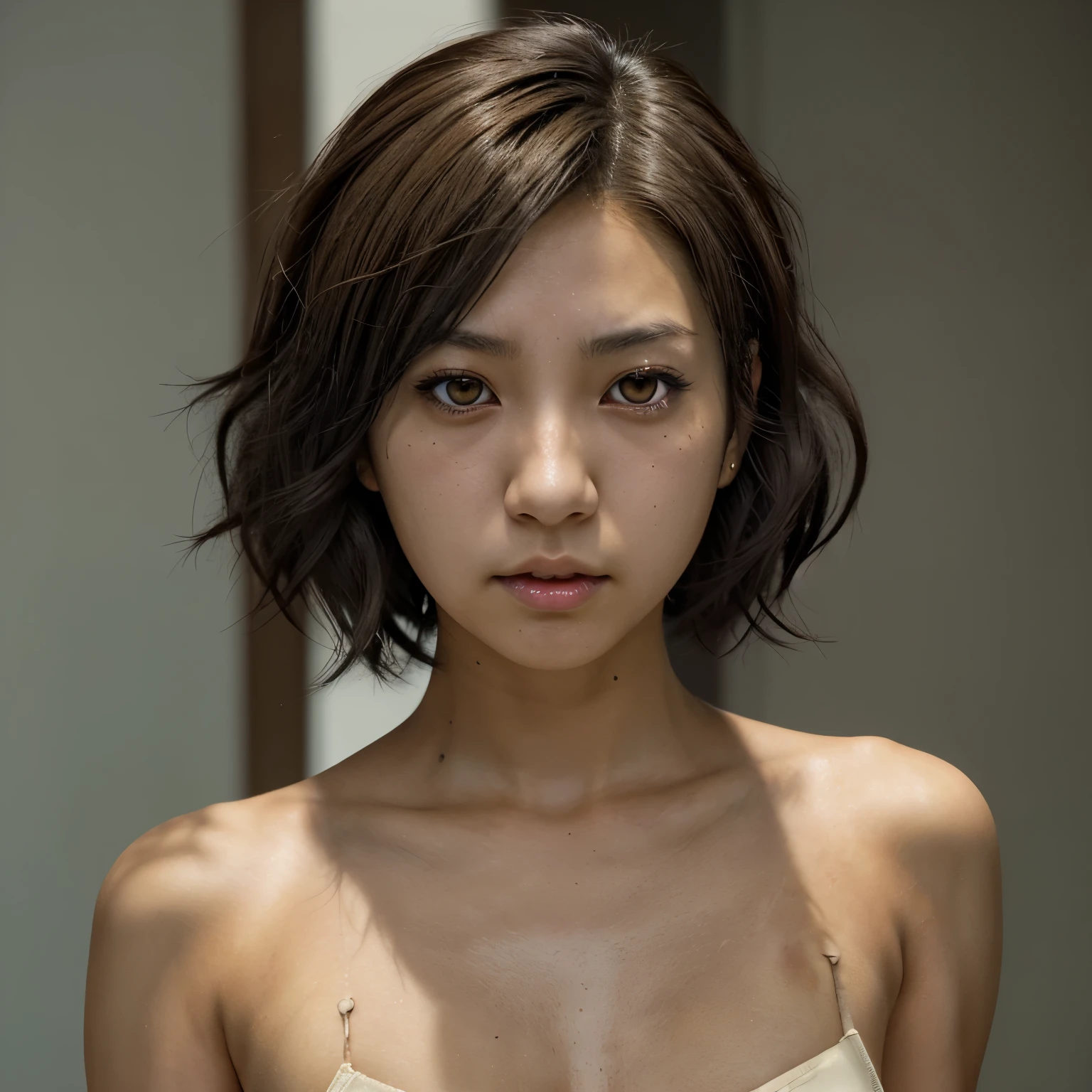 anime from Tokyo revengers a girl with shoulder-length short hair an antagonist character tan skin brown eyes has a piercing in her left ear 