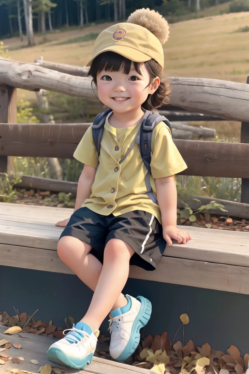 Girl going hiking、smile、Cute Shoes、