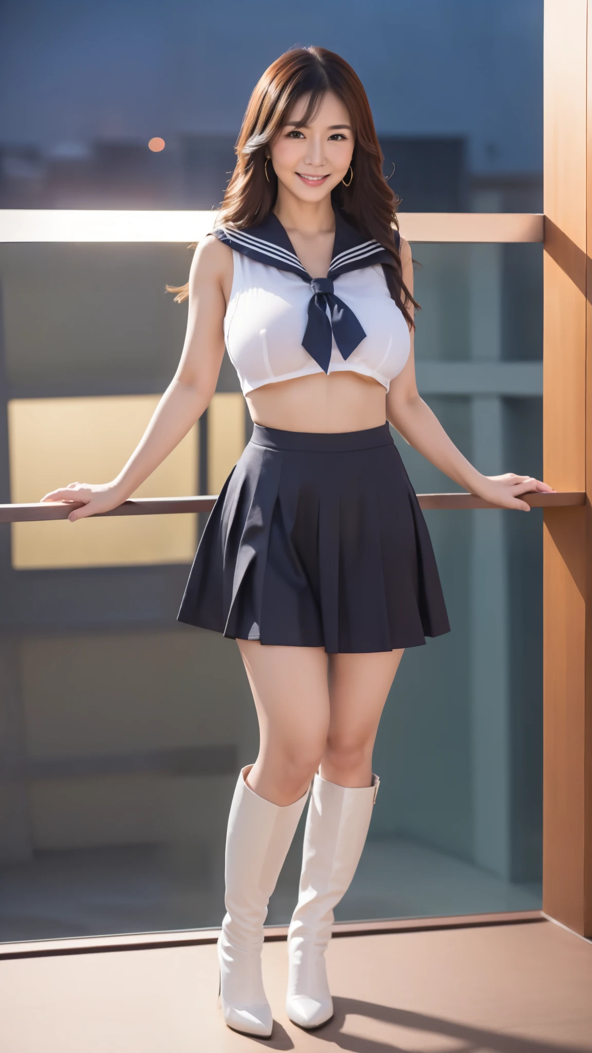 ((escalator))、lewd smile、(Realistic、Photorealistic:1.37)、(masterpiece)、(highest quality:1.4)、(超A high resolution:1.2)、(RAW Photos:1.2)、(Sharp focus:1.3)、(stand:1.2)、elegant、(Whole Body Ezbian:1.2)、(A boy in an elaborate sailor suit and pleated skirt:1.3)、Cute Japan Boy、(smile:1.3)、(make your hair shine:1.3)、 Brown haired、Bobcut、 Short pleated skirt、
(Big Breasts:1.2), escalatorの下から撮影、Beautiful and delicate eyes、 Seeing the viewer、escalatorの最下段から見上げるアングルで撮影、Secretly photographing underwear under a skirt、White panties:1.8