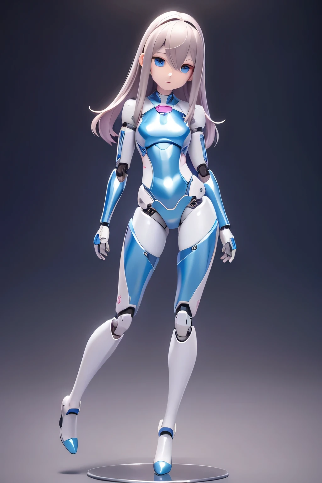 blue eyes。yborg, pink there, Silver, Metallic body, Robot Parts, Metal Parts, Super Detailed Face, Super well-formed face, of the highest quality, a small face, a small head, full body, Brown hair, Slender body, Camera gaze, Internal Mechanical Exposure, Idol, Well-proportioned body, gravure, Photo session, Akihabara, Moe Pose, Standing with legs open, Model body type, sad, Embarrassing,(Perfect Robot Girl),(Perfect machine body)