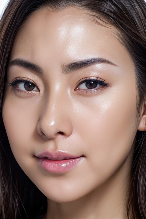 Beautiful Japanese,1 girl(masterpiece:1.2, highest quality), (Realistic, photoRealistic:1.4),, Keep your eyes clearly focused, Nose and mouth,Face Focus, Extreme close up of face、 Age 35,Black Hair、Symmetrical face,Realistic nostrils、Angle from below、Elongated C-shaped nostrils(Sharp Nose)Sweaty skin、Shiny skin,((Brow wrinkles)))(On the tongue)、Deep Kiss、((Thin eyebrows))Oily skin、glistening shining skin、double eyelid、Beautiful woman、Medium Hair,Rolling your eyes,、Shortcuts((half-closed eyes:1.5, frown:2.0, grimace, scowl))((oily skin,sweat))((Shiny skin)((Sweaty skin))(((licking lips)))