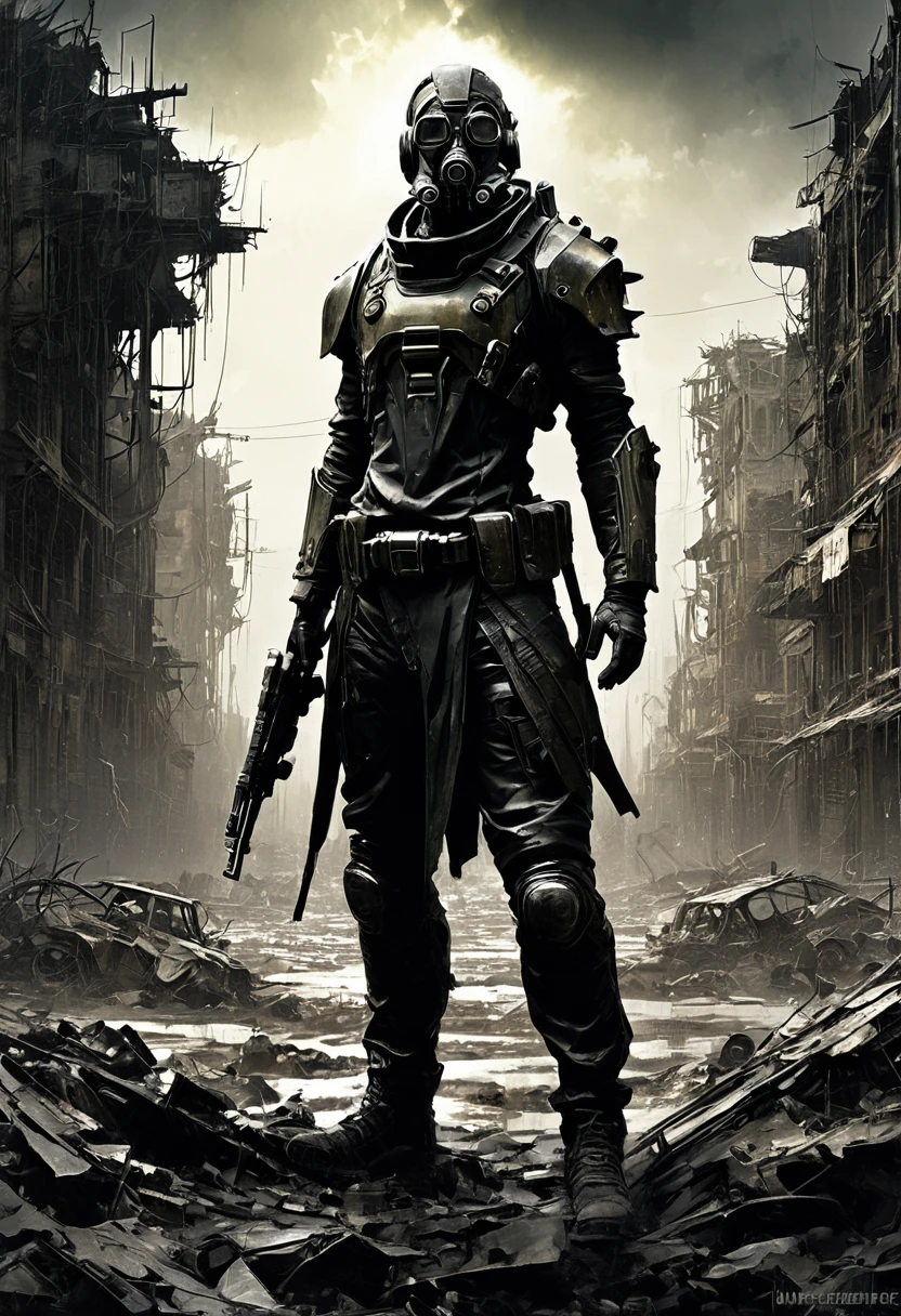 Post-Apocalyptic Wasteland, by Jarek Kubicki, best quality, masterpiece, very aesthetic, perfect composition, intricate details, ultra-detailed