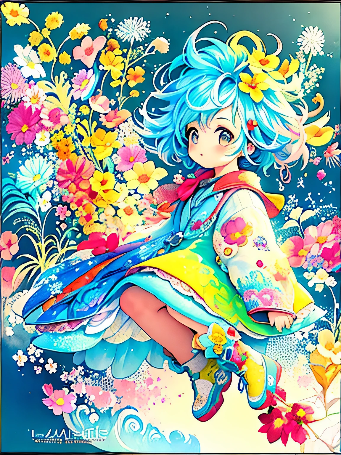 akira toriyama style、8K Quality、Intense watercolor, Detailed watercolor art, Watercolor splash, Surreal, avant-garde pop art, Beautiful and expressive paintings, Beautiful artwork illustration, Very colorful tones, wonderful, Cool beauty, highest quality、Official Art, Vector art, Stylish design, ((The most beautiful girl of all time)), (((highest quality))), HDR, ((detailed)), (((Doodle Art)), ((masterpiece)), ((Super detailed)), (((Colorful flowers))),