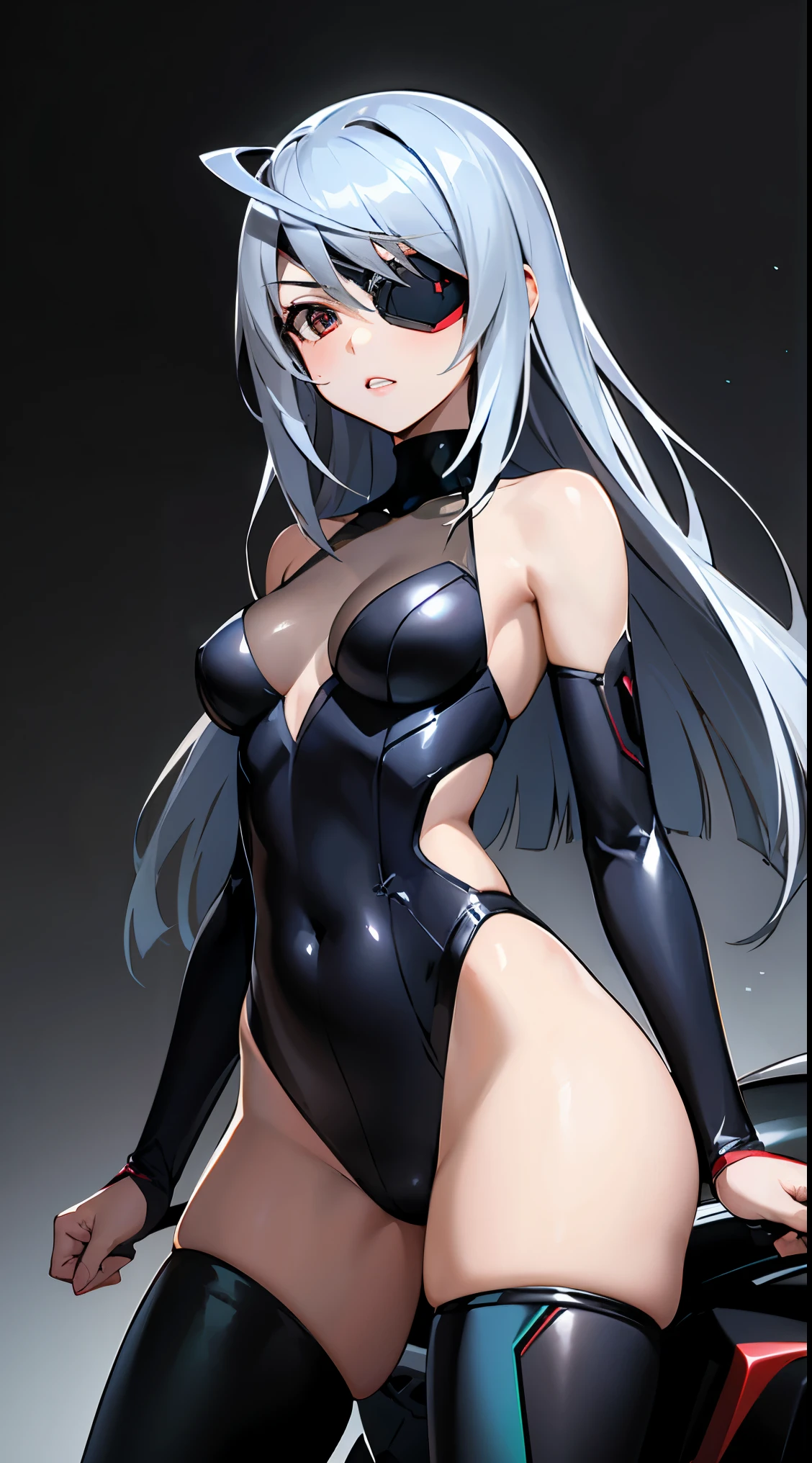 1girl, solo, looking at viewer, aalaura, long hair, eyepatch,
BREAK (dressed in a black and green mecha:1.2)
BREAK riding on a motorcycle,
BREAK the background is a high-tech lighting scene of the future city.
BREAK (masterpiece:1.2), best quality, high resolution, unity 8k wallpaper,NSFW ,(illustration:0.8), extremely detailed face, perfect lighting, extremely detailed CG, (perfect hands, perfect anatomy),