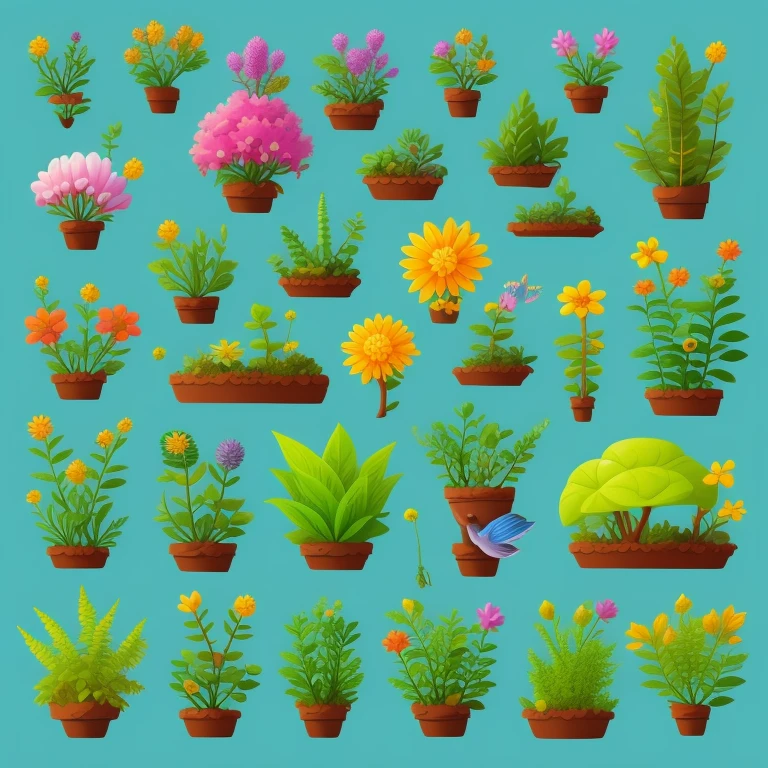 Plants that don't live on Earth, cute, colorful, cartoons, so you can understand the whole thing