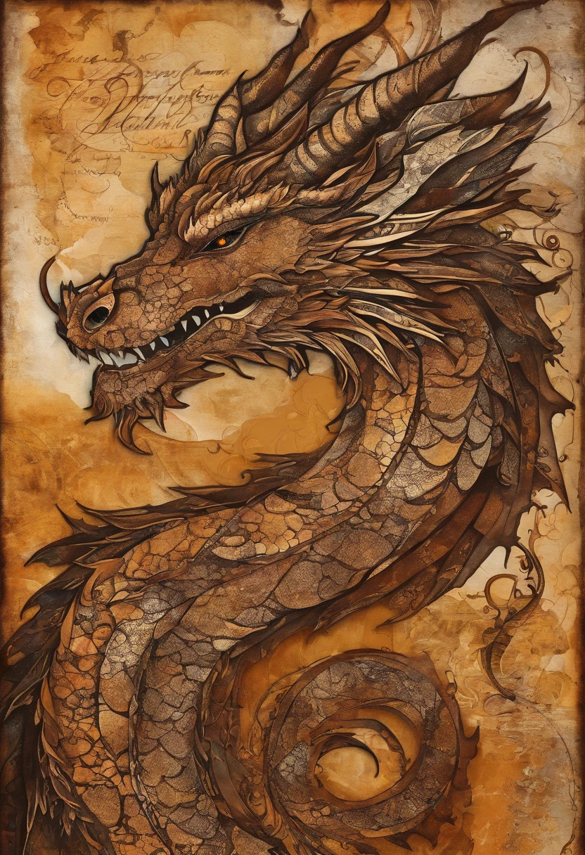 Dragon marron chocolat caramel, sensuality, douceur, regard doux bienveillant, posture stable, (expression confiance en soi) fond caverne ocre ::2 colorful ink painting ::2 art fantasy