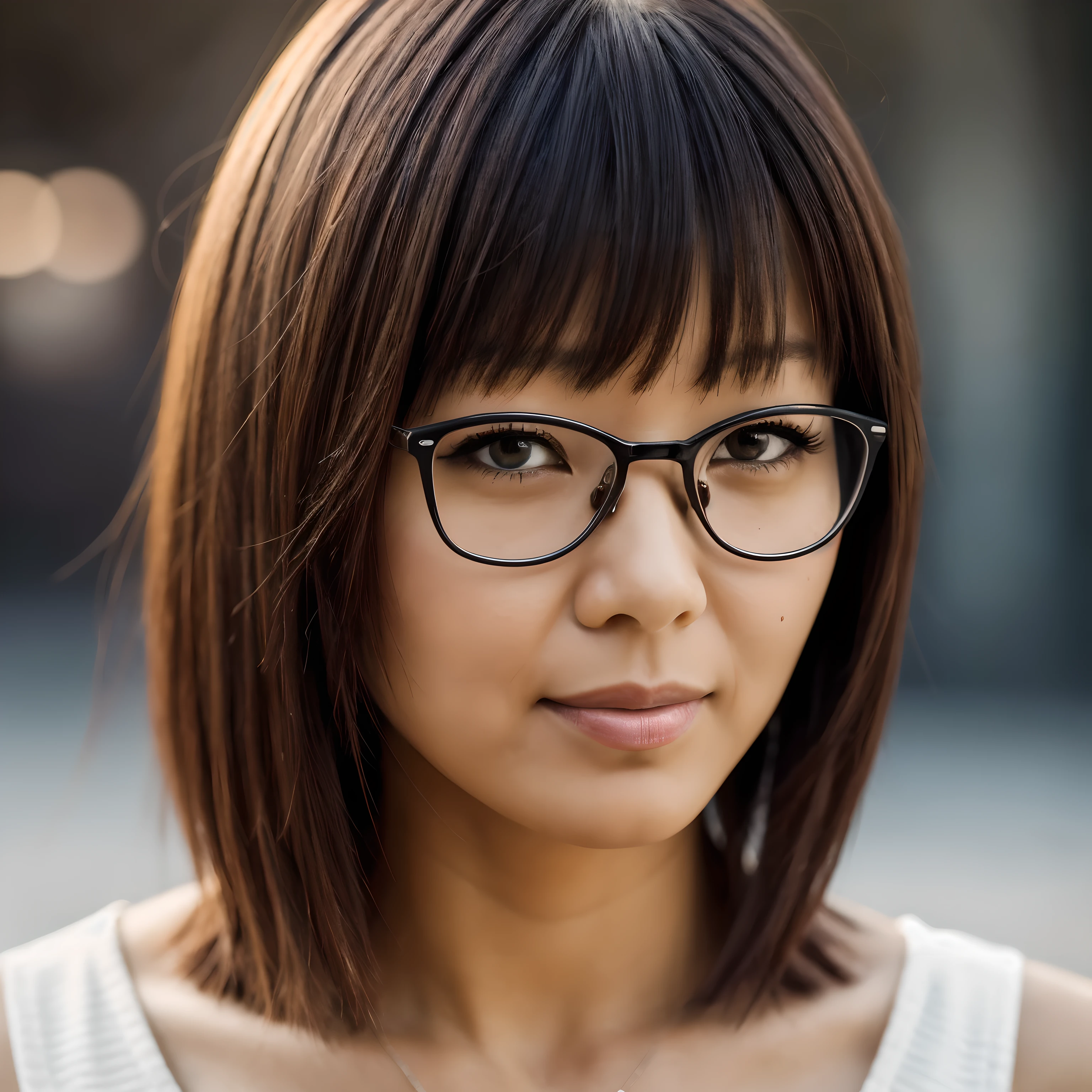 Portrait photography,photography,a middle-aged woman,short hair,Wear glasses,Small face,Registration photo,HD,star,