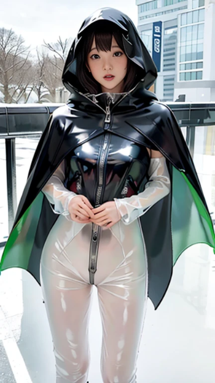 1People Girls Slime Suit Transparent rubber suit (latex leather PVC cloak coat cape satin 1,25)