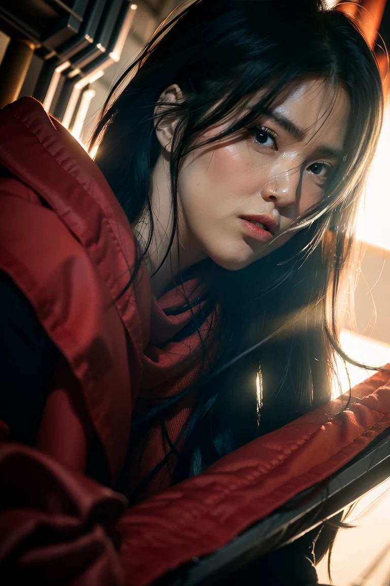 mikasa ackerman, Female action anime girl, badass posture, big smile, happy face, attack on titans, Female protagonist 👀 :8, rogue anime girl, anime figure, (Attack on Titan anime), trigger anime artstyle,1girl, dynamic angle, splashart, Complete shot of the charming Amish male silk weaver, CEL shadows, velvet, ribbons, offcial art, Unity 8k wallpaper, ultra - detailed, aesthetics, tmasterpiece, best qualtiy, Photorealistic