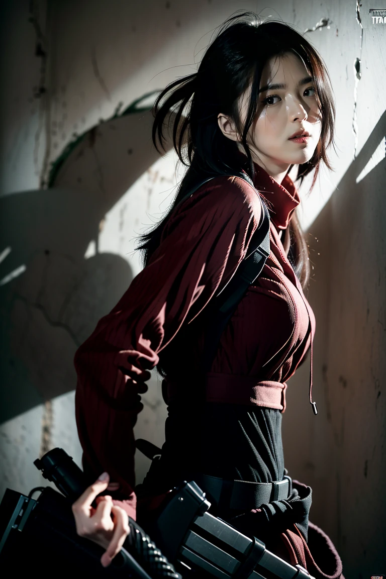 mikasa ackerman, Female action anime girl, badass posture, big smile, happy face, attack on titans, Female protagonist 👀 :8, rogue anime girl, anime figure, (Attack on Titan anime), trigger anime artstyle，1girl， dynamic angle， splashart, Complete shot of the charming Amish male silk weaver， CEL shadows， velvet， ribbons， offcial art， Unity 8k wallpaper， ultra - detailed， aesthetics， tmasterpiece， best qualtiy， Photorealistic