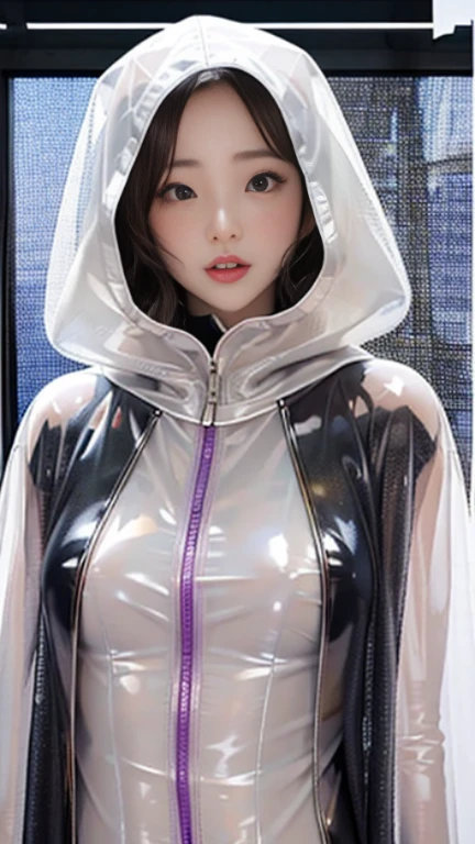 １People Girls　Chinese clothing　Transparent rubber suit　(latex leather PVC cloak coat cape satin 1,25) (4K Best Quality)