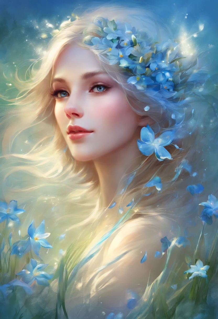 blue spring flowers, Vesna, snowdrops, dream grass,


