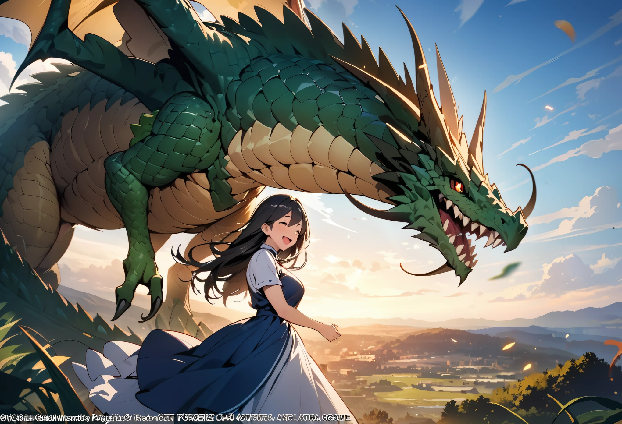 Fairy tale picture book,Grimm's fairy tales,picture,A collection of stories,daughter(Facial details),dragon Wing,Blocking the sky,dragon'roar,Take to the skies,dragon Claw,Rip the Dome,dragon's foot,Standing on the ground。girl