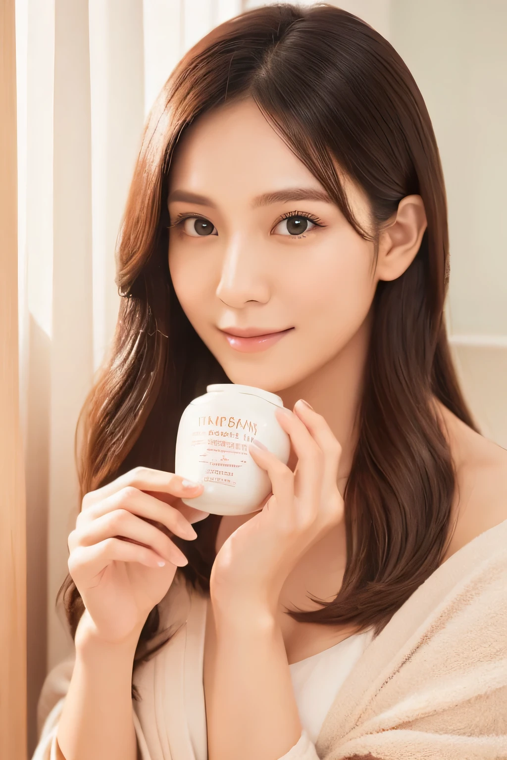 Advertisement image: Woman holding Takane Cleansing Balm.