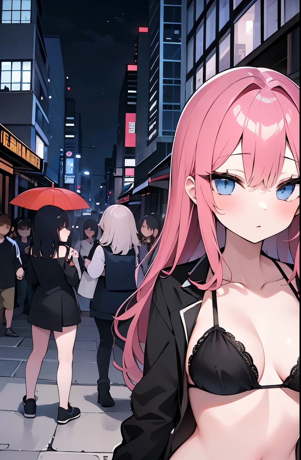 group 、　Multiple Girls、In the city、Bitch、In front of the brothel、City of night、bimbo