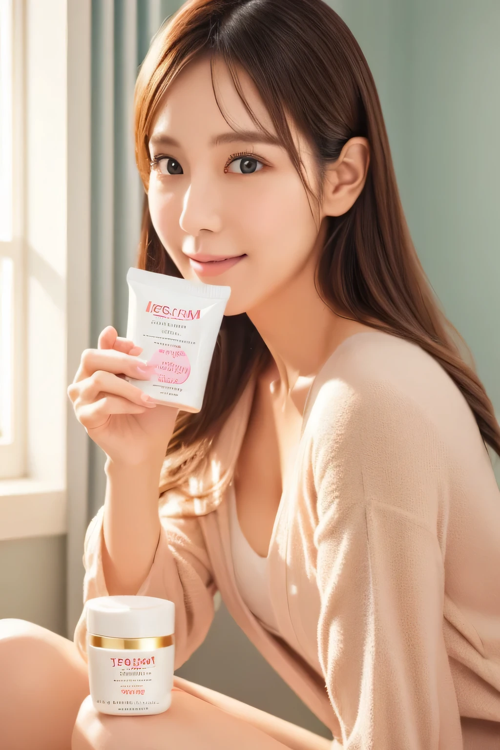 Advertisement image: Woman holding Takane Cleansing Balm