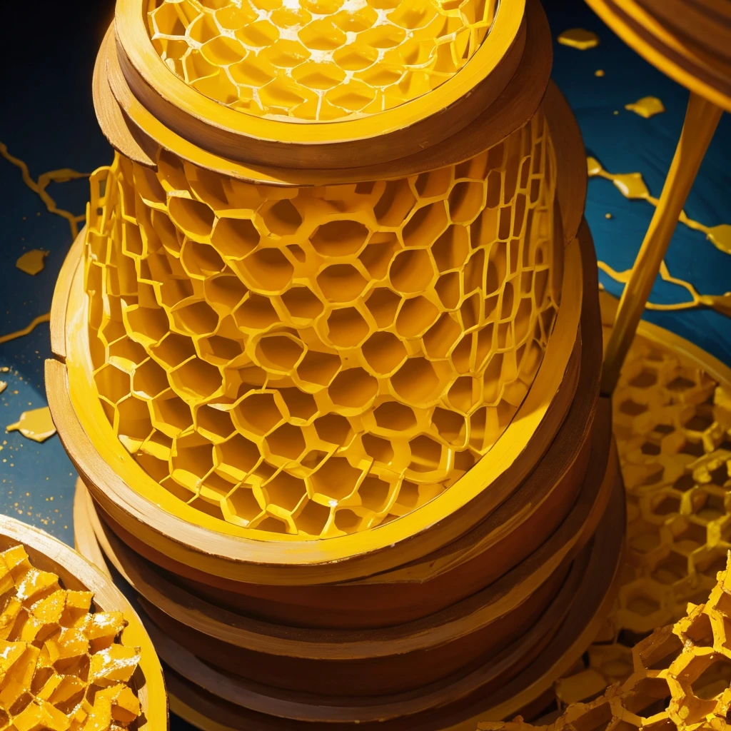 Glowing Yellow shades honeycombs painting