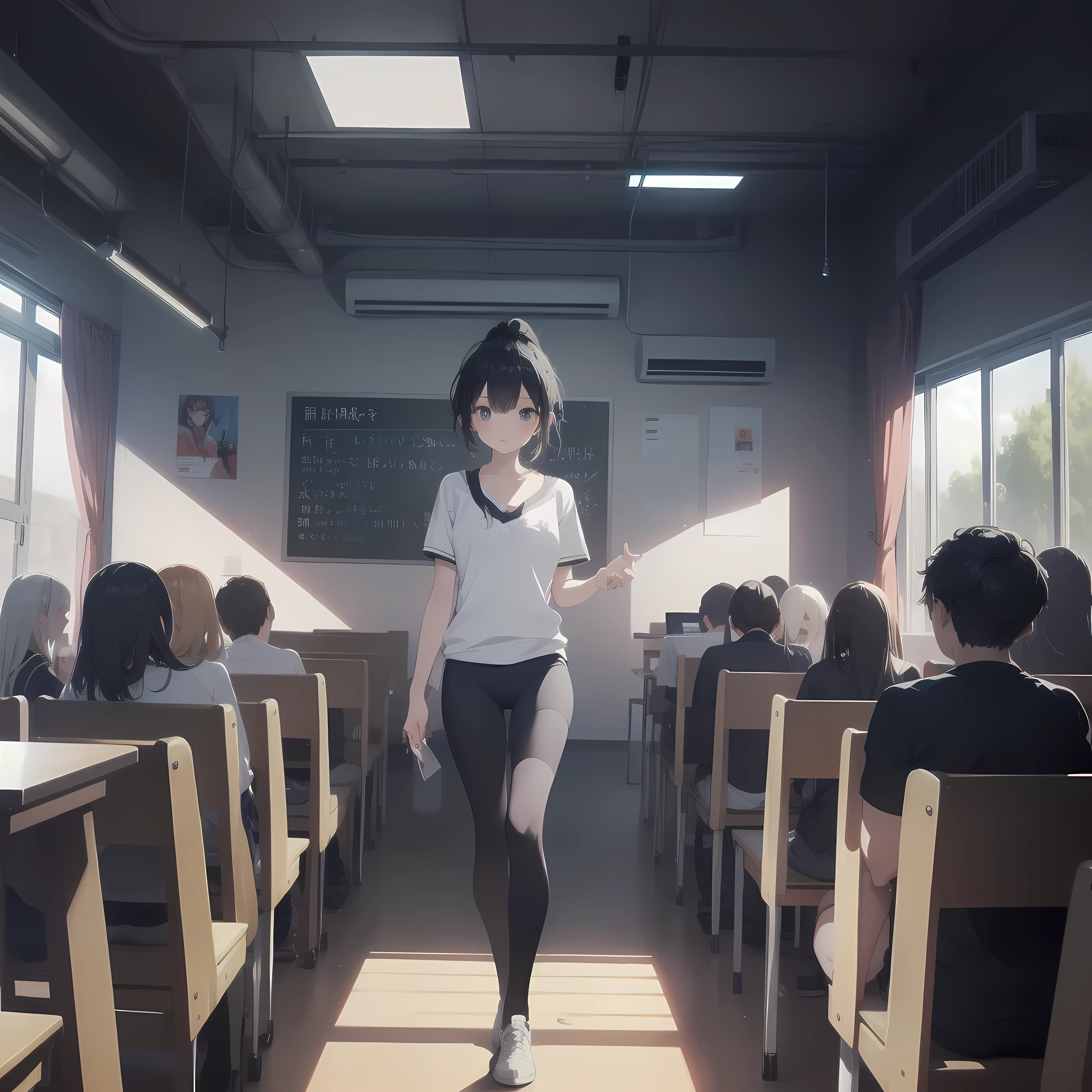 ultra-absurdres-Top quality by Artist God, Very detailed, High resolution, Anime Moe Art Style, Best Anime 8K Konachan Wallpaper, pixiv Contest Winner,Pool:2810, Perfect Anatomy,break, One girl, (Please draw a tomboy walking smily to School alone. )break,(alone,Little Woman, 13 years old:1.3),Complete limbs, Full Finger, (Very short hair), ponytail, Flat Chest, , Small Ass, Small black eyes, Beautiful fine details, Well-proportioned iris and pupil, Expressive eyes, High resolution detailed hair, Soft look, School_Gym suit, formal_Alternative_Costumes, Short gym shorts,(Detailed lighting), (Detailed Background), School zone. break,Very detailed肌, Best cinematic lighting powered by famous Artist, 8k,Beauty Illustration,Photoshop_(Moderate),so beautiful,break,((Artist:Ixie )), Artist:akinashi yuu ,Artist:Friends Ashito ,Artist:kantoku ,