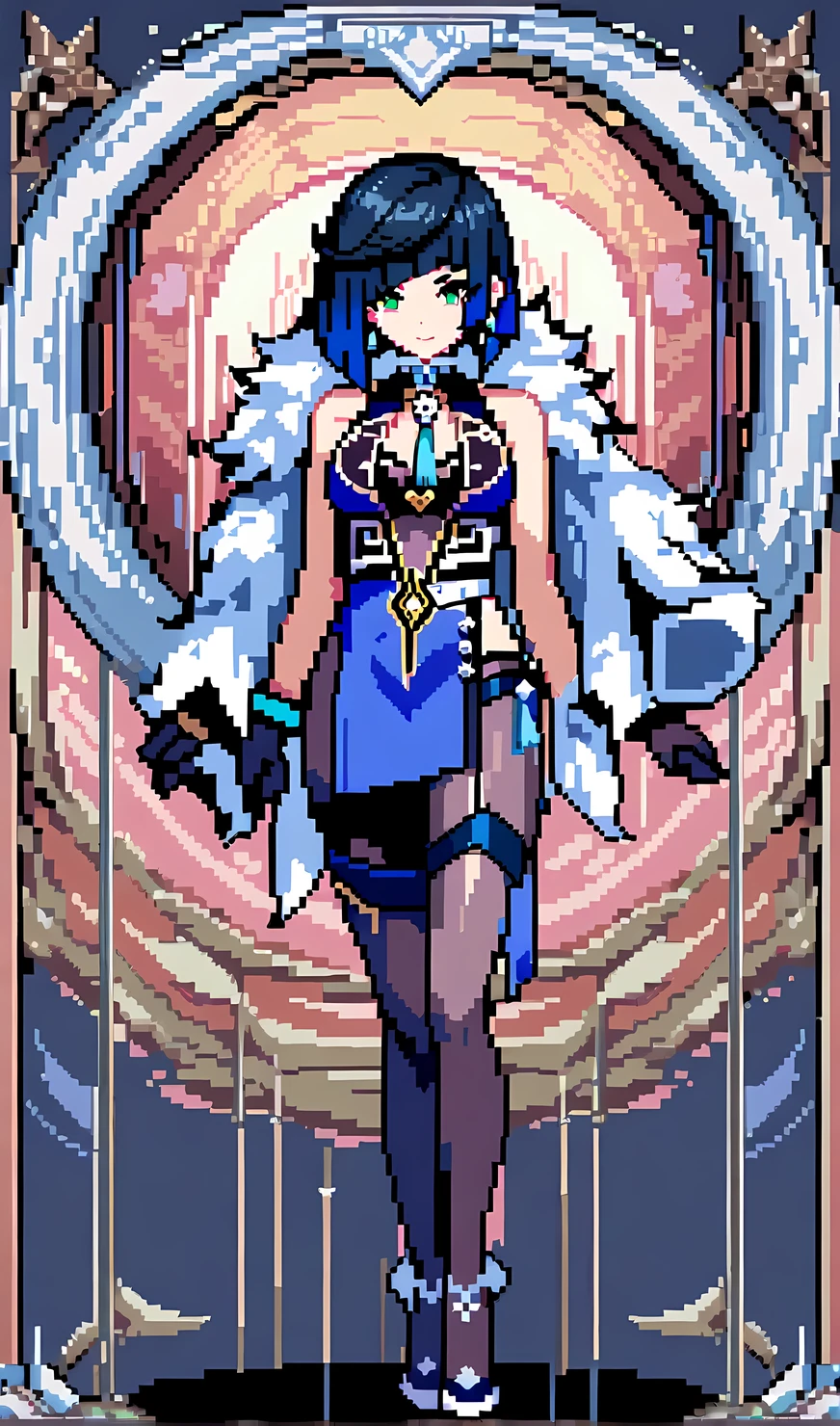 masterpiece , best quality , pixel , pixel art , xiangsu , xiang su , nsfw , 1 girl , fantasy clothes , full body , white background , deformed , junior , sexy , Highly Exposed , angel , pink clothes , bbw , pink hair