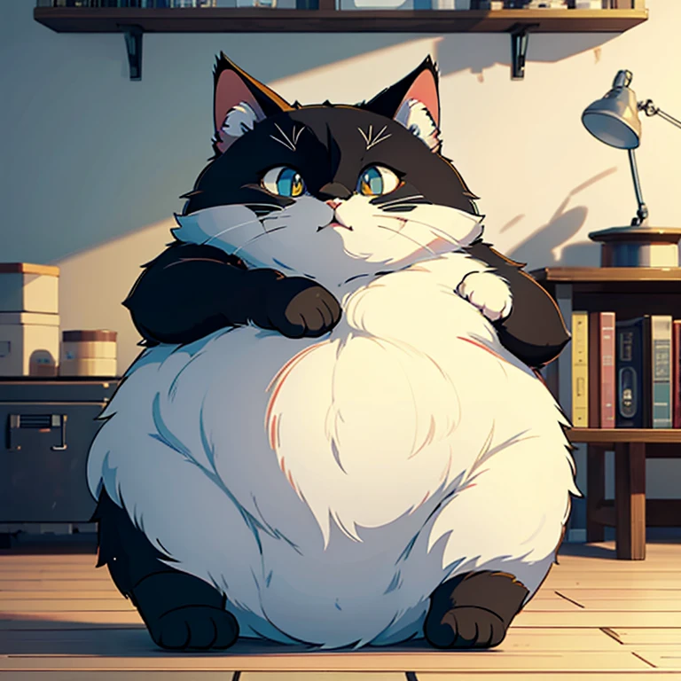 masterpiece, Create a cat so fat and fluffy you can't even see his face right, hilarious and funny form, sticker art