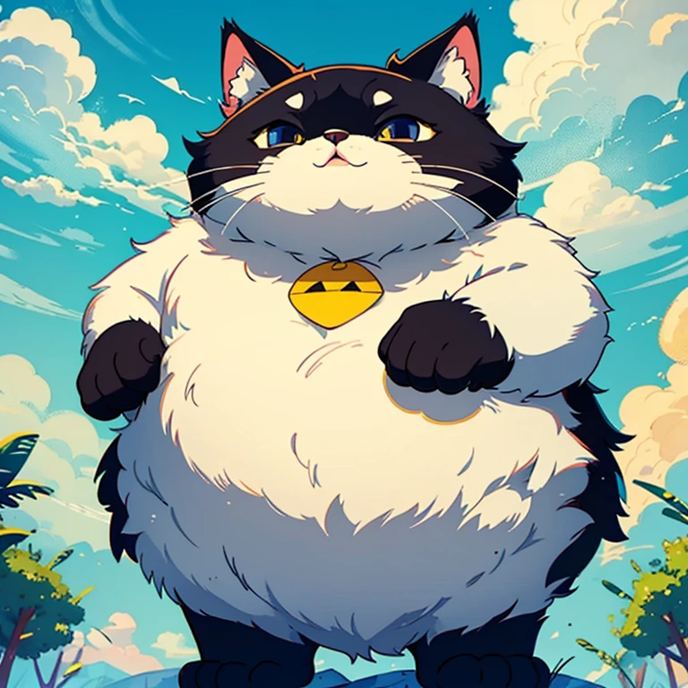 masterpiece, Create a cat so fat and fluffy you can't even see his face right, hilarious and funny form, sticker art