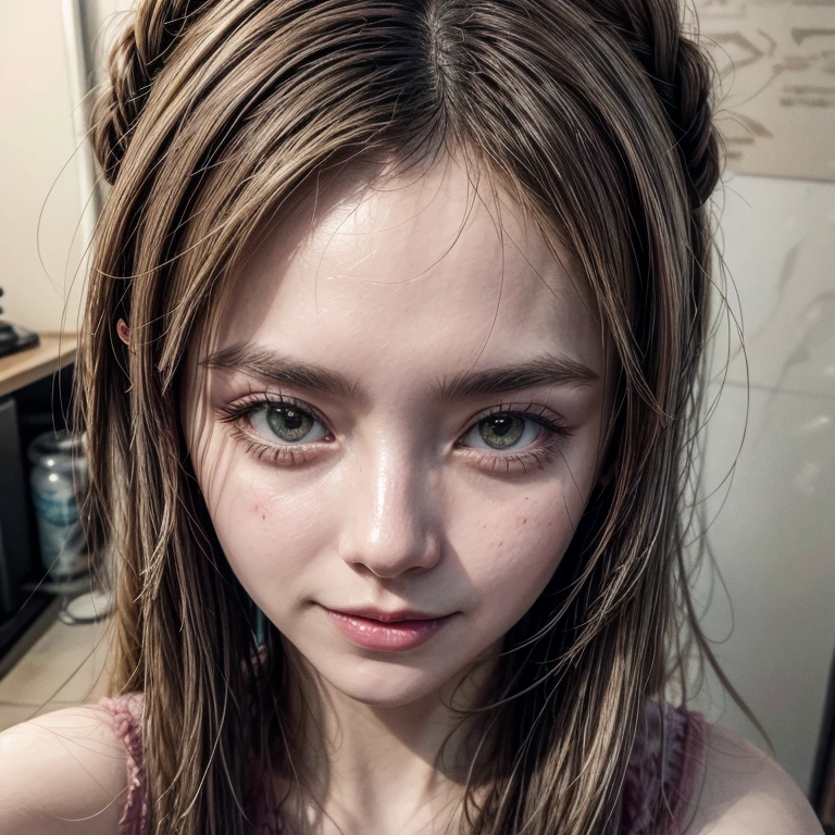 (((work of art, best qualityer: 1.2, image ultra realistic),13 year old girl , europeu , beautiful and symmetrical face, with bright red eyes, phoenix, lotus flowers, red rose gold, gold mini underwear, Mountain sunrise to the bottom, Ancient porcelain buildings)), small breasts nsfw, you look with makeup