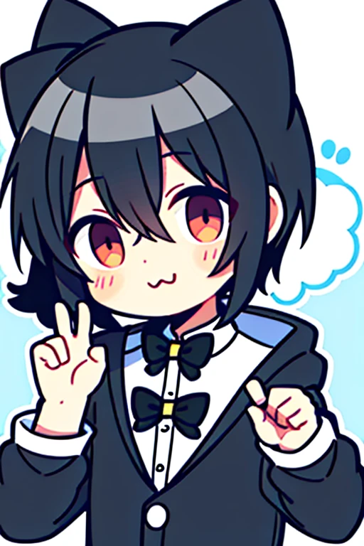 A boy with black messy hair holding two glow stick,cheering