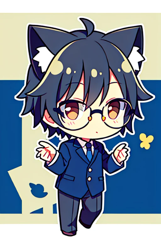 boy cat ears wearing glasses