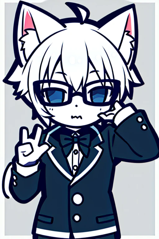 boy cat ears wearing glasses