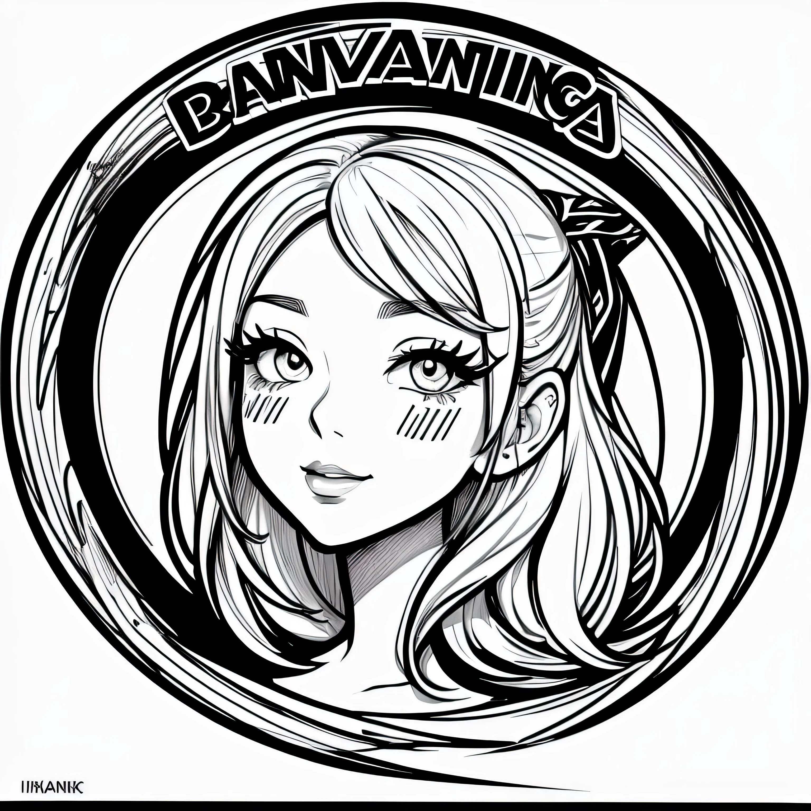 Drawing Logo Design, Logo, Black and white stick figure 1 girl , beautiful line art, Caricature drawing with pencil and ink, Black and white coloring page, Drawing Logo